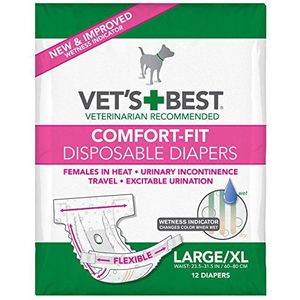 Vet's Best Comfort Fit Hondenluiers | Wegwerp vrouwelijke hondenluiers | Absorberend met lekvrije | Groot/XL, 12 tellen