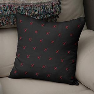 BonaMaison Decoratieve Kussensloop, Rood Zwart Kussenhoezen Bank, Zitkussen, Decoratieve Kussenhoesjes, Kussensloop; Sofa, Slaapkamer, Kantoor, Auto 43x43 Cm - Ontworpen en Vervaardigd in Turkije