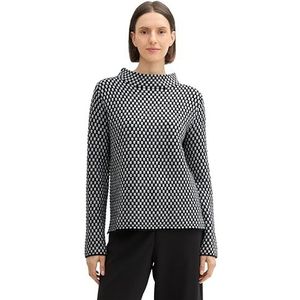 TOM TAILOR Damestrui, 36584 - Zwart Grijs Knit Structuur, XL