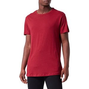 Urban Classics Heren gevormd lange korte mouwen lang T-shirt, ronde hals, 100% jersey katoen, beschikbaar, maten: XS-5XL - rood - S
