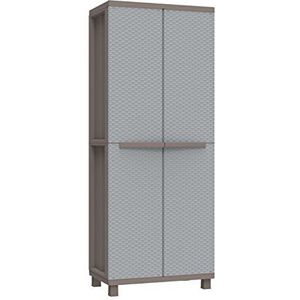 Terry – hoge kast Jrattan 268, materiaal: kunststof, kleur: grijs, afmetingen: 68 x 37,5 x 170 cm