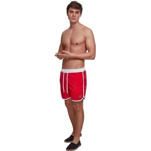 URBAN CLASSICS Zwemshorts voor heren, afgeronde zoom, kort model, 2 zijzakken, trekkoord, geïntegreerde microgeperforeerde slip, verschillende kleuren beschikbaar, maat XS - 5XL, Rood, XL