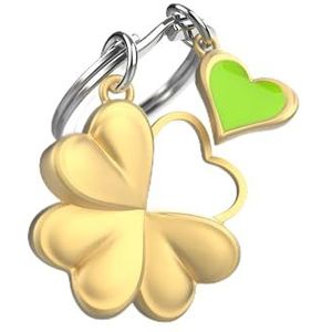 METALMORPHOSE - Sleutelhanger klavertje vier - Sleutelhanger met klavertje - Cadeau voor dames en heren, Goud, Eén maat, Modern