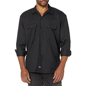 Dickies Heren shirt met lange mouwen werk normale pasvorm casual shirt, Zwart, M