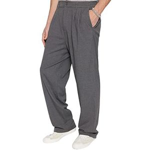 Trendyol Man Normale taille Recht been Wijde pijpen Broek, Grijs,38, Grijs, 48
