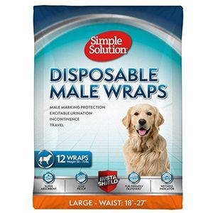 Simple Solution Wegwerp hondenluiers voor mannelijke honden | Mannelijke wraps met super absorberende lekvrije | Prikkelbaar urineren, incontinentie of mannelijke markering