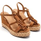 GIOSEPPO Elderon - Sandalen - Beige - Leder - Sleehak met Franjes en Raffia