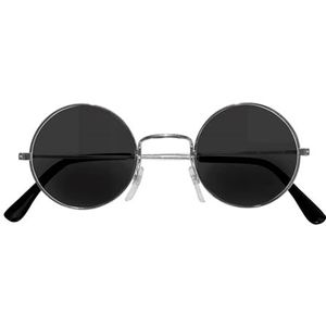 Widmann 6724L - Karakterbril Unisex Volwassene, jaren '60, 70, Hippie, Rock, Muzikanten, Vampieren, Carnaval, Halloween, Donkergrijze lenzen