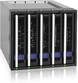 FatCage MB155SP-B - SATA Hot Swap Wisselframe voor 5x 2,5""/3,5"" SSD/HDD in 3x 5,25"" met 92mm fan