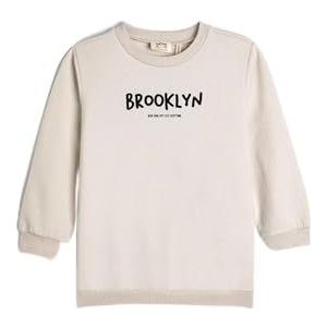 Koton Boys's Sweat Long Sleeve Crew Neck City Bedrukt Soft Interieur Sweatshirt, beige (052), 5-6 jaar