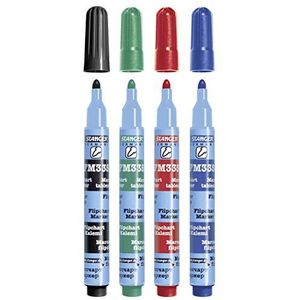 Stanger 713004 flipchart marker 335 set PB, zwart/blauw/rood/groen