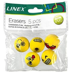 LINEX 400114751 opsteekgum Smiley 24 x 5 stuks set voor kinderen en school in totaal 120 gum voor potloden - voor kinderverjaardag Give Aways cadeautje