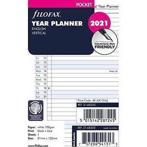 Filofax Kalender insert Pocket jaarplanner verticaal (Engels), 000021-68202