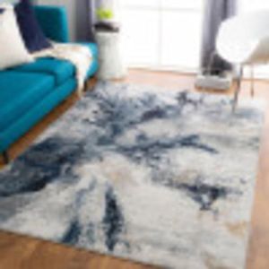 Surya New York Abstract tapijt - vloerkleden voor woonkamer, eetkamer, lounge bed, modern marmeren tapijt, zachte luxe, gemakkelijk te onderhouden middelhoge pool, groot tapijt 160 x 220 cm, blauw