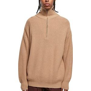 Urban Classics Heren Oversized Knitted Troyer Sweatshirt, effen beige, L, effen beige, L