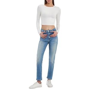 LTB Jeans Dames Nena B - Rechte pasvorm met hoge taille en ritssluiting in blauw van katoenmix - Maat W30L30, Inaya Wash 55188, 30W x 30L