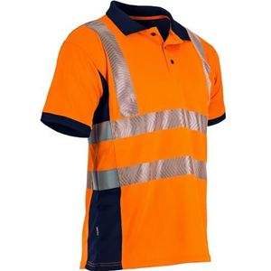 LMA Workwear 9154 PREVOYANCE Goed zichtbaar poloshirt met korte mouwen, maat 4XL, neon oranje/donkerblauw