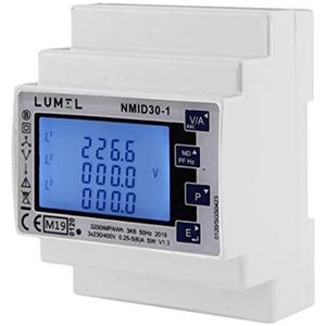 Lumimel NMID30-1 energiemeter MID-gecertificeerd, wisselstroomteller, ingang x/1A, x/5A, relais- en impulsuitgang, RS485/modbus, nauwkeurigheid werkin