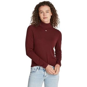 Tommy Jeans TJW Essential TRTLNK Sweater EXT DW0DW19686 Cardigan Sweater, Paars (Deep Rouge), XS, Paars (Deep Rouge), XS