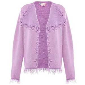 ebeeza Dames stijlvolle kleine gerafelde gebreide jas lavendel maat XL/XXL, lavendel, XL