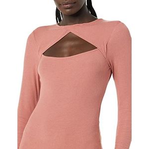 Amazon Essentials Dames Fine Rib Lange Mouw Cutout Bodysuit (voorheen Daily Ritual), Terracotta, X-Small