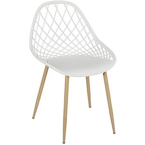 HOME DECO FACTORY Set van 4 stoelen voor buiten, Malaga, polypropyleen ijzer, wit/bruin, 57 x 80,2 x 51,2 cm