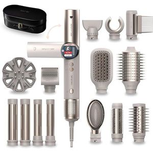 Cecotec Styler Multifunctioneel modellerend haar, 14 koppen, AirGlam, 14-in-1, Flex Champagne, 1400 W, display, Coanda-technologie, borstelloze motor, draaifunctie en keramische en keratinecoating