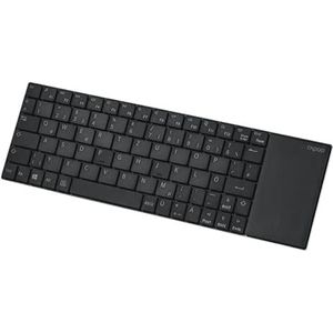 RAPOO E2710 draadloos toetsenbord, 2,4 GHz draadloos via USB, multimedia, plat roestvrij stalen design, touchpad, voor Smart TV/Media PC, DE-lay-out QWERTZ, zwart
