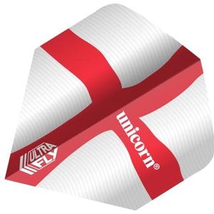 UNICORN UltraFly Dartvluchten | Engeland St George Cross Flutter Design | Big Wing Vorm| Ultra duurzaam 100 micron polyester PET