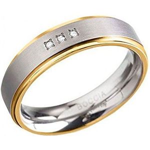 Boccia Uniseks ring titanium deels verguld diamant (0,015 ct) transparant briljant geslepen - 0134-04, Diamant,