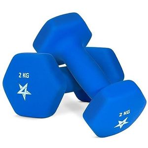 Yes4All Neopreen Dumbbell Pair 2KG Hand Gewicht Krachttraining voor Thuis Gym Fitness - 2KG Blauw