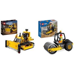 LEGO City Stoomwals Set, vanaf 5 Jaar, met Vrachtwagen en van een Bouwvakker, 60401 & LEGO Technic Zware bulldozer, Kleine voor len, vanaf 7 Jaar 42163