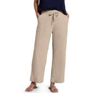 Street One Dames Wide Legs mousseline broek in Beige, in size: 32