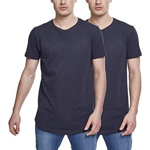 Urban Classics Heren Shaped Long Tee T-Shirt meerkleurig (Navy (2-Pack) 00835), Fabrikant maat: X-Small (per of 2)