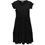 ONLY CARMAKOMA CARMAY Life Cap SL Frill Dress JRS NOOS, zwart, 42/44 NL