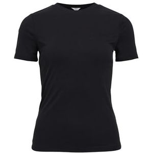 Object Objannie Rib S/S Top Noos T-shirt voor dames, zwart, M