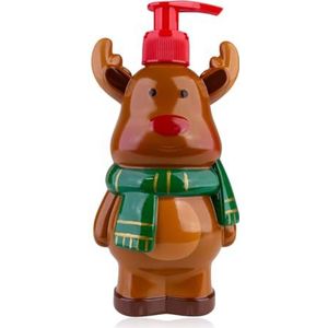 Accentra zeepdispenser met handzeep DEER vloeibare zeep in hertenpompdispenser, geur: Frosted Cranberry, damescadeau Kerstmis rendier hert