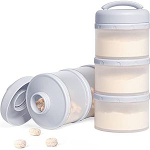 Termichy Melkpoeder portioneerder baby stapelbaar melkpoeder opbergdoos 2 stuks (grijs)
