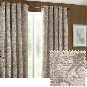 furn. Winter Woods Dier Chenille Jacquard Oogjes Gordijnen