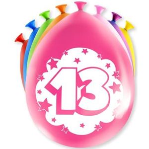 PD-Party 7036549 Gelukkig Feest Ballonnen | Happy Balloons | Natuurlijk Rubber (Latex) | Viering - 13 Jaren, Pak van 8, Veelkleurig, 30cm Lengte x 30cm Breedte x 30cm Hoogte