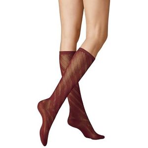 KUNERT Dames Kniekousen Diagonal Crochet Fashion, Wijn 1543, 39-42 EU