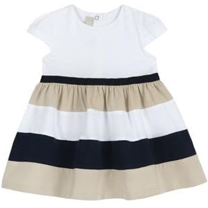 Chicco Jurk van katoen met korte mouwen voor meisjes, Wit en blauw, 6 Maanden