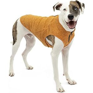 Kurgo Core Hondentrui, het hele jaar door trui voor honden, hondenfleece vest, gebreide fleece huisdierjas, fleece voering, lichtgewicht, ritssluiting voor harnas, verstelbare nek, oranje, medium