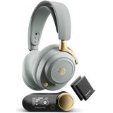 SteelSeries Arctis Nova Elite -Salie en goud -Hoogwaardige gamingheadset - 96-kHz/24-bits -Carbon Fiber drivers - ANC - AI-ruisonderdrukking - App - 2,4-GHz + BT -Meerdere bronnen -OmniPlay PC+PS+Xbox