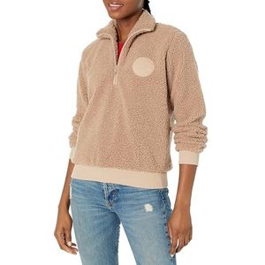 Emporio Armani Trui voor dames, fuzzy fleece sweatshirt, Hazel Brown, XL
