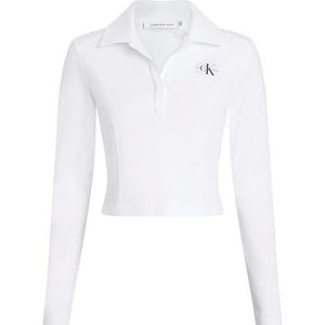 Calvin Klein Jeans Dames Polokraag Milano Regular Top Overige Knit, Helder Wit, S