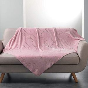 Domea deken, polyester, roze/goud, 125 x 150 cm