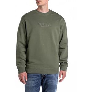 Replay Heren regular fit sweatshirt van katoen, 438 Military, M