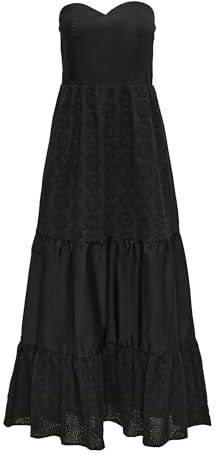 Onlfia - Lange Jurk - Strapless - Mouwloos - Broderie Anglaise - Regular Fit