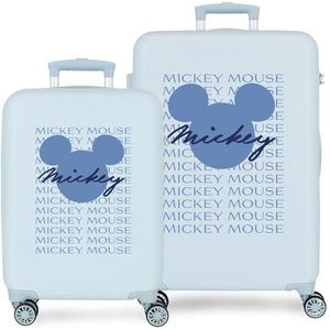 Joumma Disney Have A Good Time Kofferset, blauw, 55/65 cm, stijf, 6 kg, zijdelingse combinatiesluiting, ABS, 6 kg, 91 l, handbagage, Blauw, Eén maat, kofferset